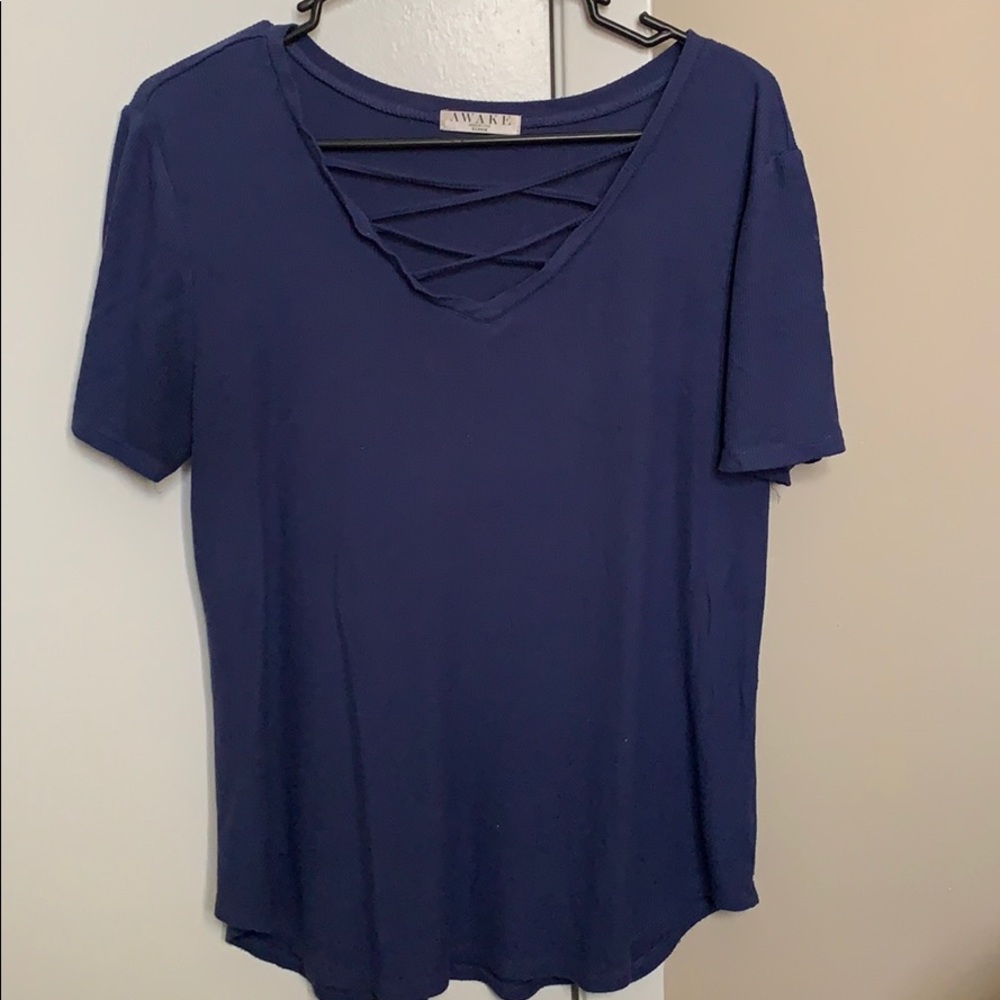 Junior’s Blue Tee with criss cross detail